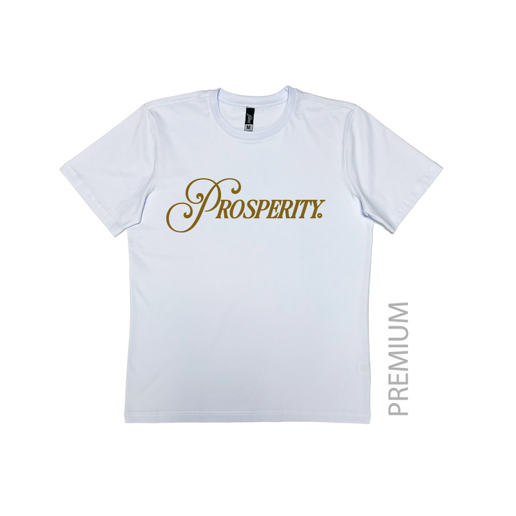 Prosperity Legacy Premium  Tee | White,  Gold  Glitter  |  FSHNS