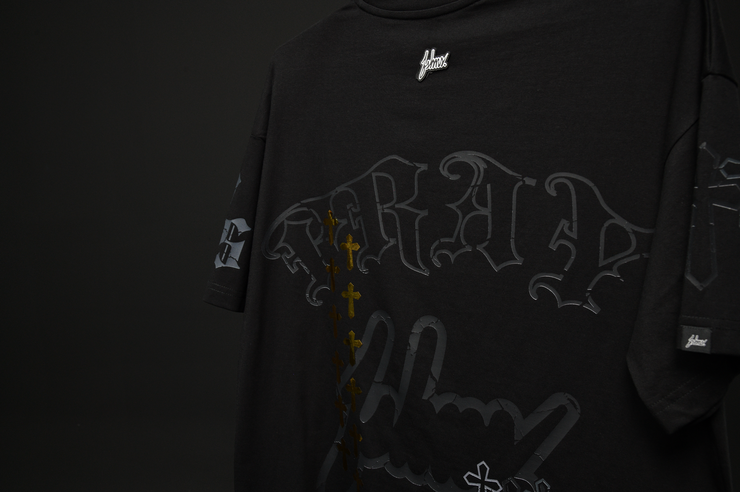 Holy Vice Oversize Tee | Black , Gold Metalic   | FSHNS Pray Collection