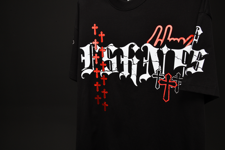 Holy Vice Oversize Tee | Black ,Red  Metalic | FSHNS Pray Collection