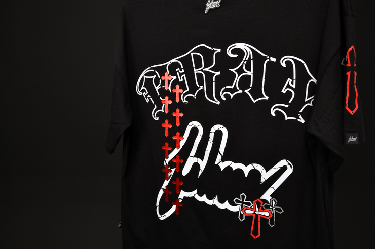 Holy Vice Oversize Tee | Black ,Red  Metalic | FSHNS Pray Collection