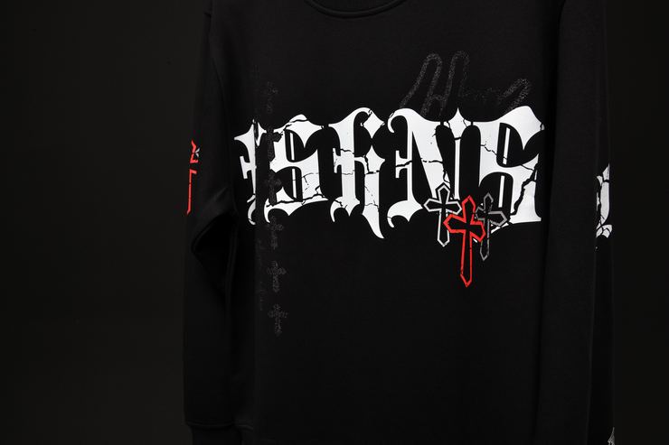 Holy Vice Crewneck| Black, Black Glitter | FSHNS Pray Collection