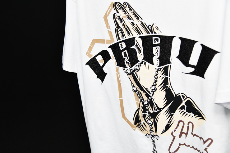Holy Hands  Boxy Tee |White ,  Black Glitter | FSHNS Pray Collection