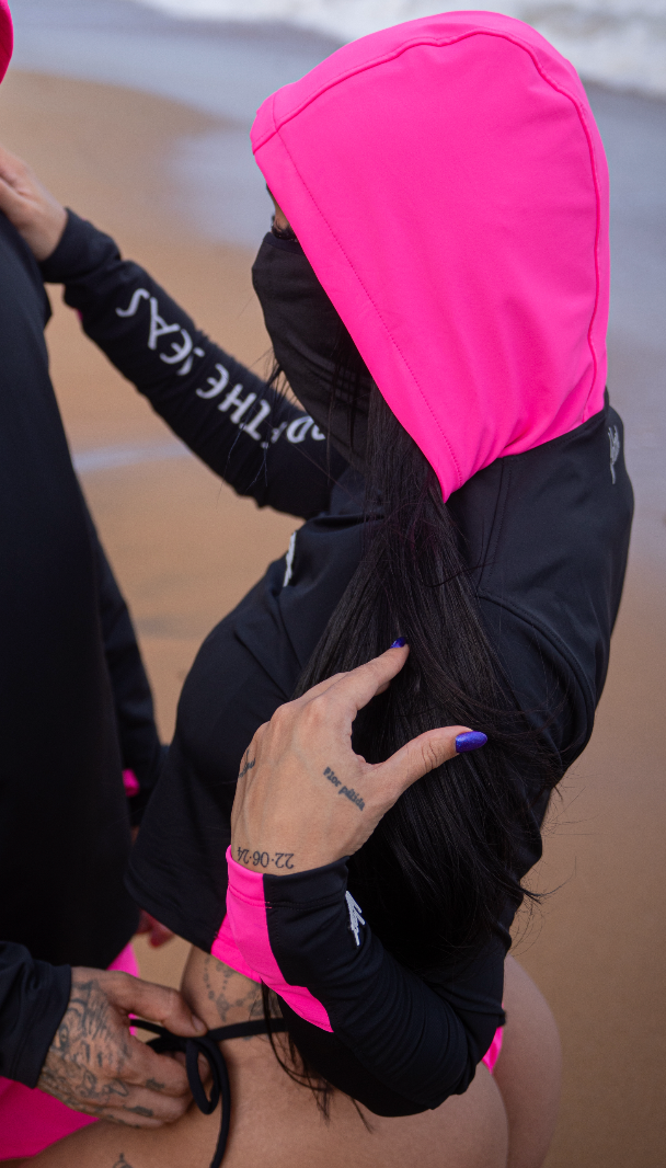 TRIDENT Women HOODED SHIRT |Black, Hot Pink | FSHNS