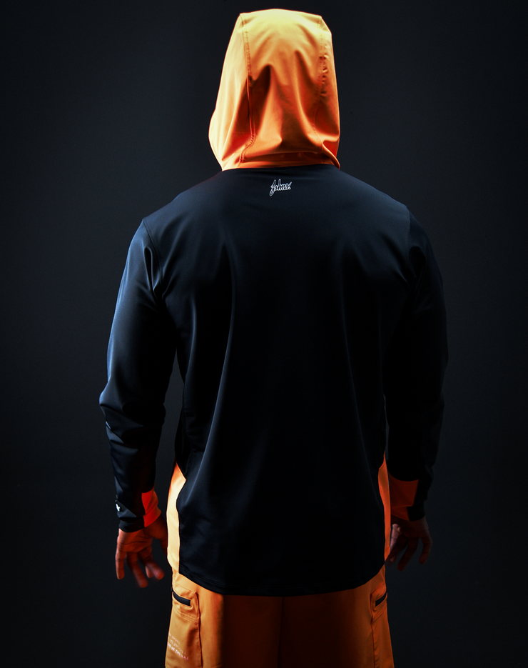 TRIDENT HOODED SHIRT |Black, Orange Neon | FSHNS
