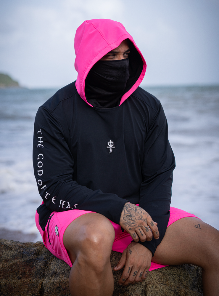 TRIDENT HOODED SHIRT |Black, Hot Pink | FSHNS