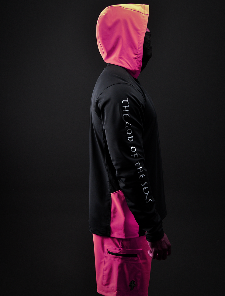 TRIDENT HOODED SHIRT |Black, Hot Pink | FSHNS