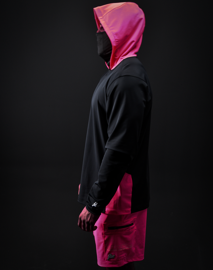 TRIDENT HOODED SHIRT |Black, Hot Pink | FSHNS