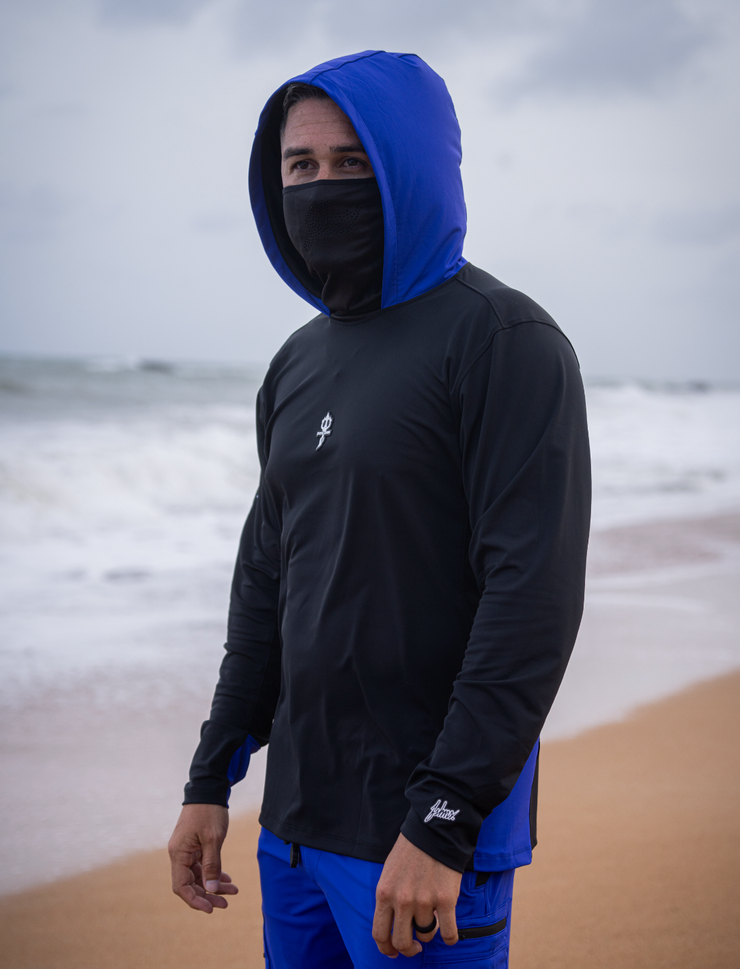 TRIDENT HOODED SHIRT| Black, Royal Blue | FSHNS