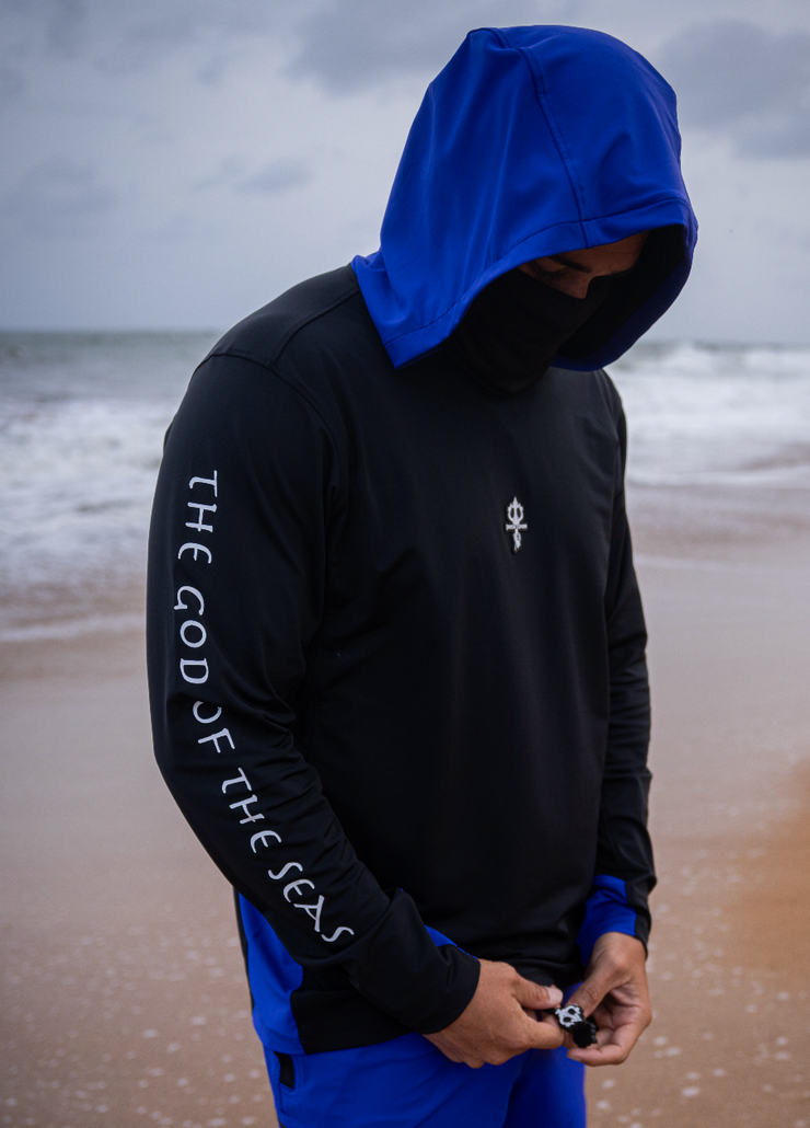 TRIDENT HOODED SHIRT| Black, Royal Blue | FSHNS