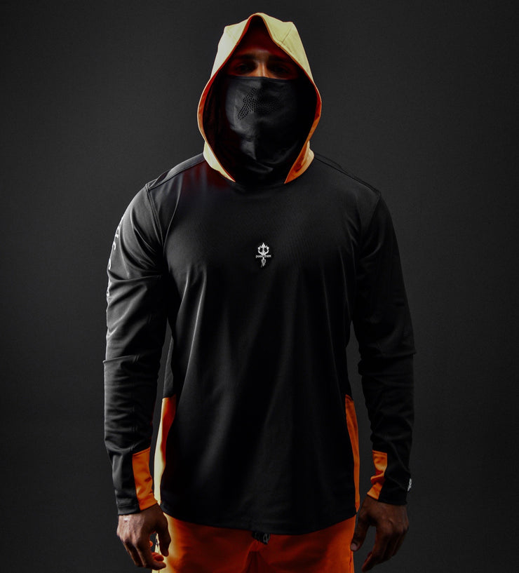 TRIDENT HOODED SHIRT |Black, Orange Neon | FSHNS
