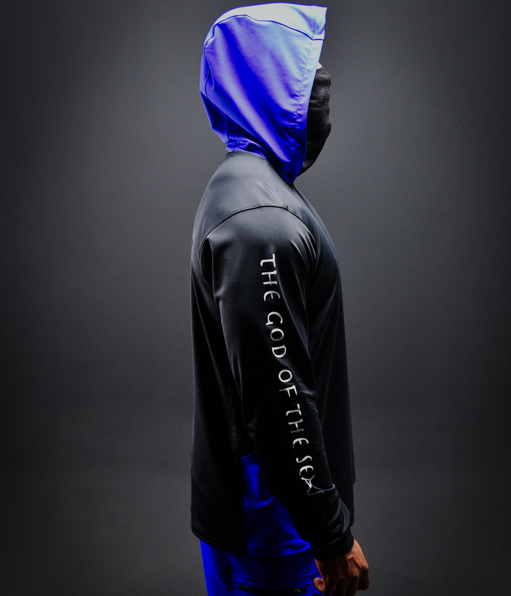 TRIDENT HOODED SHIRT| Black, Royal Blue | FSHNS