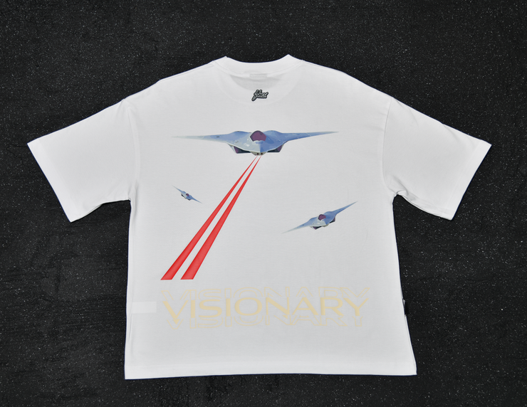 Boxy Tee | White , Red  | Laser Jet