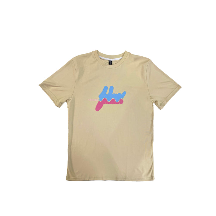 TWO FLAVORS TEE | BEIGE | BABY BLUE AND PINK  DESIGN