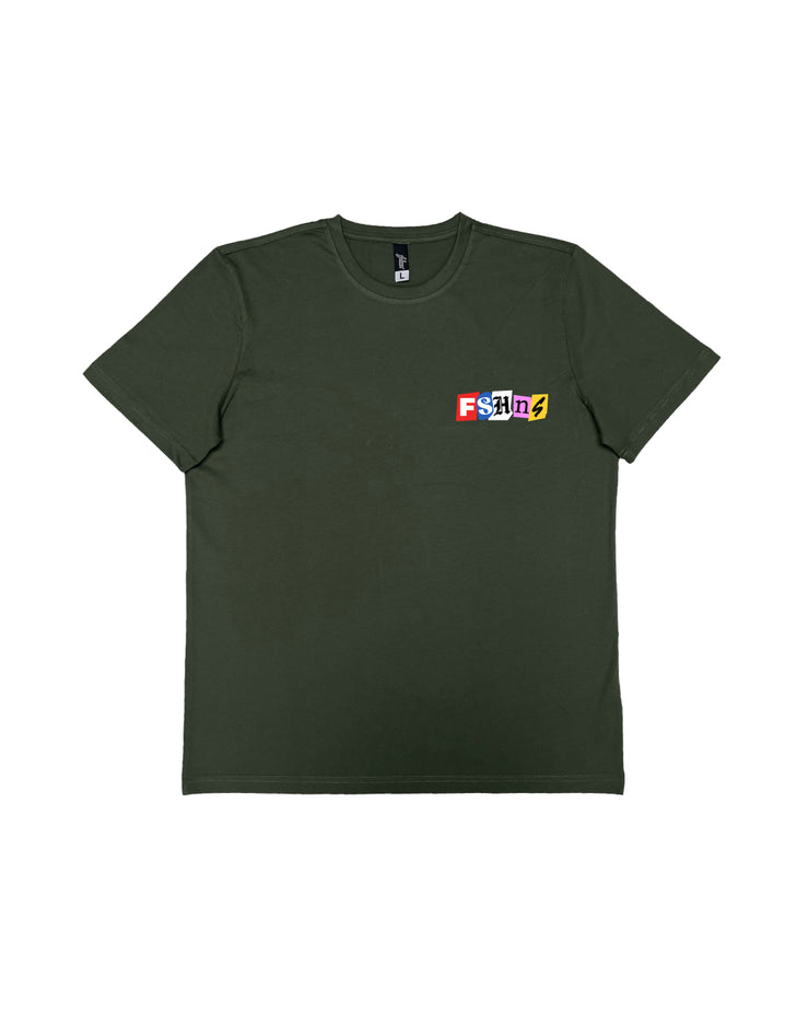 FSHNS Premium Tee |Olive , Med.Lgo | World Letters Collection