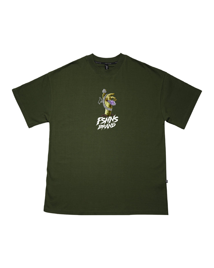 Franky Hand Oversize tee | Olive , White  |  FSHNS