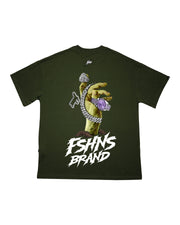 Franky Hand Oversize tee | Olive , White  |  FSHNS
