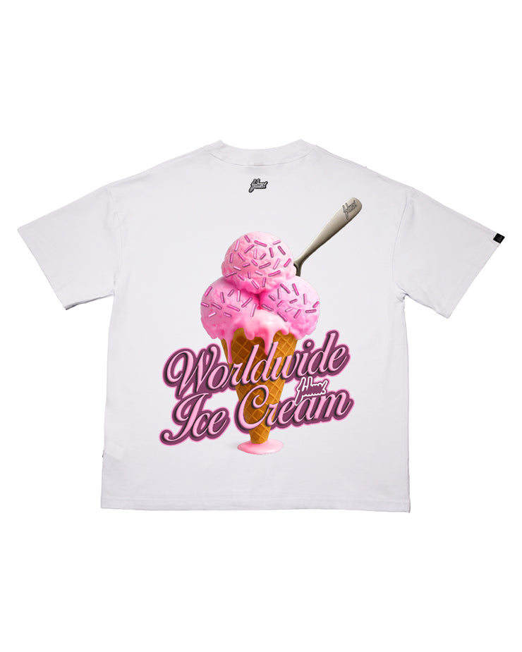 World Ice Cream Oversize tee | White , Pink  |  FSHNS
