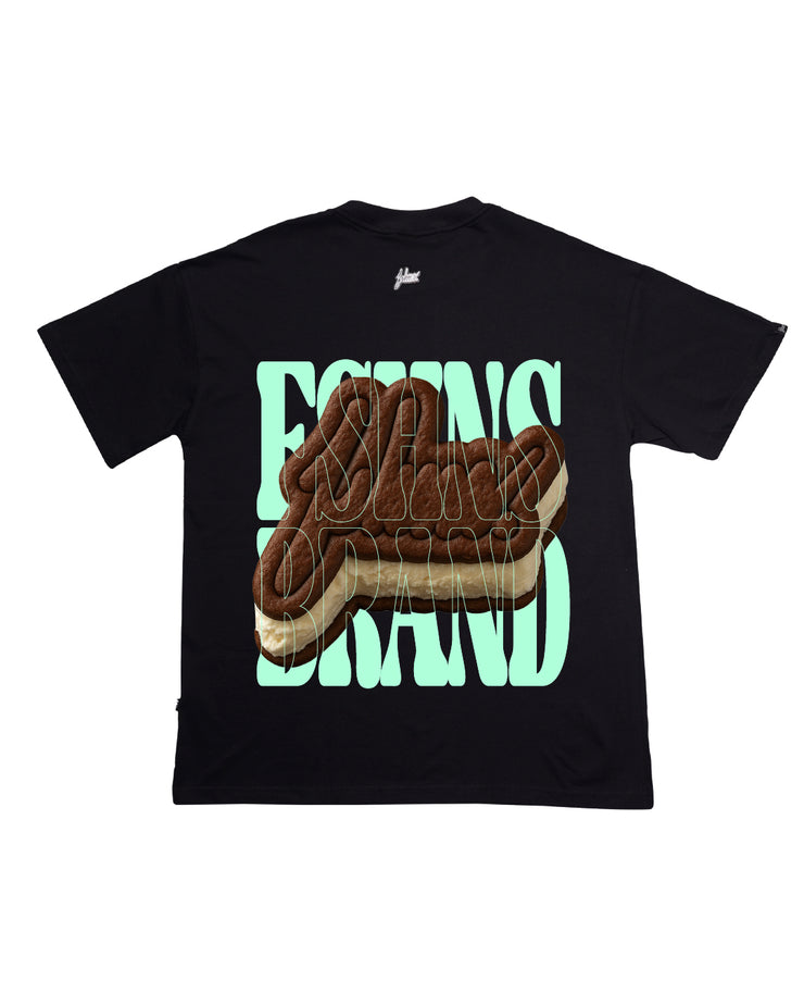 Ice cream Sandwish Oversize tee | Black, Teal   |  FSHNS