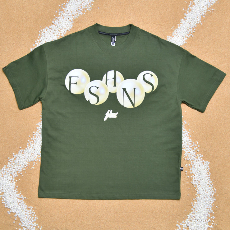 FSHNS Big Pearls  OVERSIZE tee | Olive , Beige  | Ocean Pearl