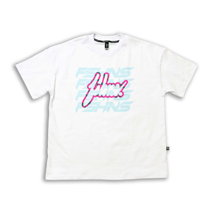 FAST LINE TEE|WHITE & BABY BLUE| OVERSIZE
