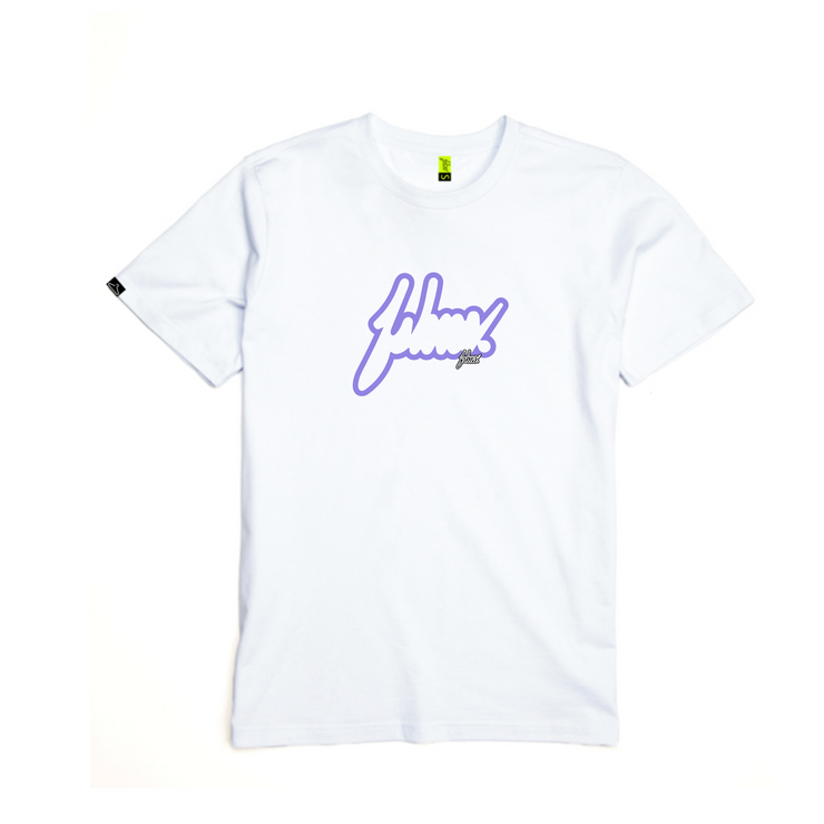 BIG SHADOW|TEE WHITE & LILAC| ABSTRACT PAINTING