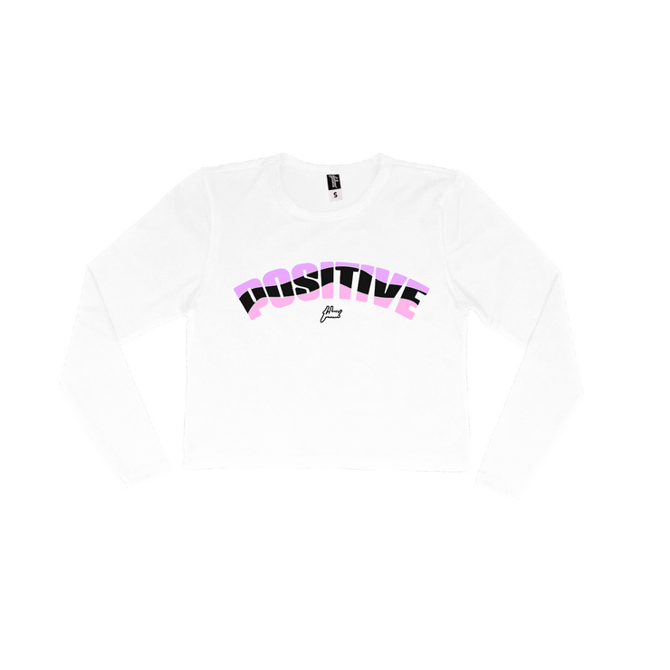 WOMEN POSITIVE WAVE LONG SLEEVE| WHITE,  PINK & LILAC & WHITE GLITTER | POSITIVE 22