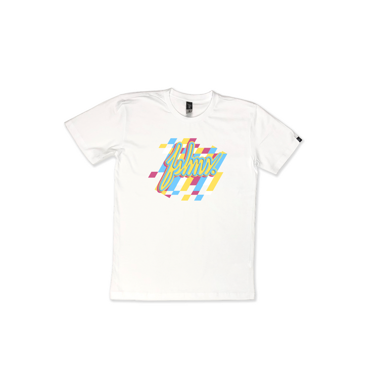 PIT RACE  TEE | WHITE | LIGTH BLUE, YELLOW AND PINK