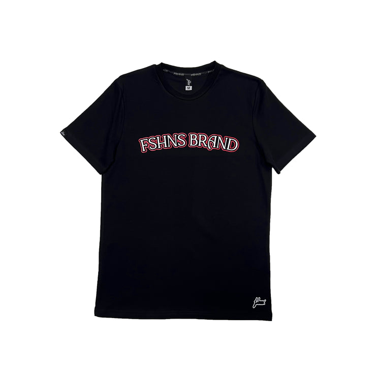 SEAMLESS LETTERS | RED & WHITE  | BLACK PIMA TEE